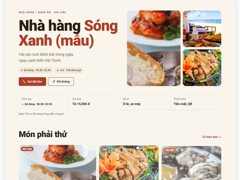Ảnh xem trước mẫu Quán nhà